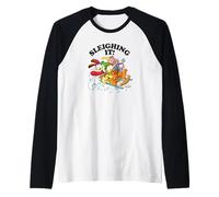 Garfield Sleighing It Sledding Cast Cute Christmas Holiday Manche Raglan