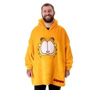 Garfield Sweat à capuche couverture portable pour hommes | Polaire à capuche surdimensionnée pour adultes in Orange | Vêtements de détente avec grand visage de personnage de chat paresseux