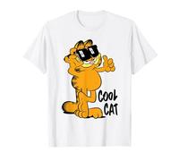 Garfield T-Shirt Cool Cat Bleu Unisex-Adulte Homme S Classic Round Neck Short Sleeve Cotton 100% Imported Garfield Officially Licensed
