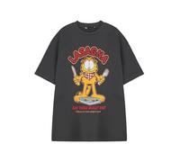Garfield T-Shirt Gris à Manches Courtes Homme | Mangez Votre cœur Graphique Personnage de Dessin animé Tee | Vêtements sous Licence Officielle