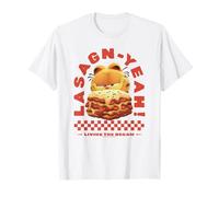 Garfield T-Shirt Lasagn-yeah Bleu Unisex-Adultes S EU Classic Light Cotton 100% Caricature Imported