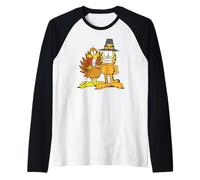 Garfield Thanksgiving Pilgrim Friends Distressed Group Shot Manche Raglan