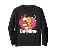 Garfield Valentine's Day Be Mine Cute Heart Shaped Portrait Manche Longue