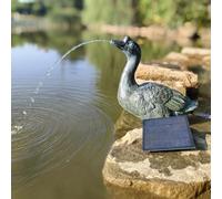 Gargouille à énergie solaire - Figurine de bassin avec pompe solaire et jeu d'eau - Décoration de jardin en polyrésine aspect bronze - Fontaine solaire pour étang de jardin et cours d'eau - 29 x 14 x