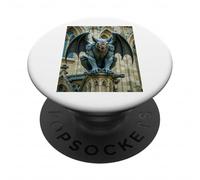 Gargouille, démon en Pierre ailée gardant Les cathédrales Gothiques PopSockets PopGrip Adhésif