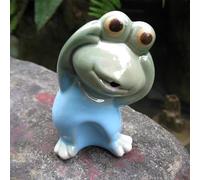 Gargouille grenouille avec pompe, figurine de bassin résistante aux intempéries en céramique, idéale pour les mini-étangs et fontaines de jardin - Décoration de jardin(6*5*10cm/2.4*1.9*3.9in)