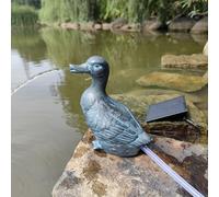 Gargouille solaire avec pompe - Figurine de bassin avec pompe solaire et jeu d'eau - Décoration de jardin en polyrésine aspect bronze - Fontaine solaire pour étang de jardin et cours d'eau (canard