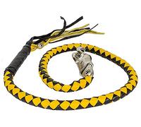 GARGOYLE BELLS Fouet de moto « Get Back » en cuir véritable de 106,7 cm - Accessoire de guidon premium avec franges élégantes pour motards