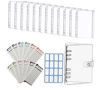 GARIOUANS 1 ensemble Budget Planner avec Pochettes Zippées et Étiquettes Autocollantes Organiseur de Budget Pratique PVC Transparent Colorées et Étiquettes pour Gérer Vos Finances