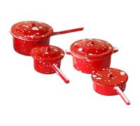 GARIOUANS 1 Ensemble Mini-Accessoires De Cuisine Mini Marmite Poêle Accessoires De Maison De Poupée Miniature Accessoires De Meubles De Poupée Petit Casserole De Maison De Poupée Métal Rouge