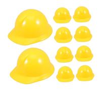GARIOUANS 10 Pièces Lot de Casques Miniatures de Chantier Plastique Jaune Accessoires de Poupée Décorations et Costumes et Résistants pour Modèles et Animaux Domestiques