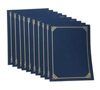 GARIOUANS 10 Pièces Lot de Porte Certificats Décoratifs Papier avec Bordure Dorée Protection pour Diplômes et Documents Format Bleu Foncé Usage Horizontal et Vertical pour Cérémonies et de