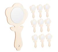 GARIOUANS 10 Pièces Miroirs Bois à Décorer DIY Accessoires de Création Manuelle Miroirs à Main Bois Naturel pour Décoration et Activités Créatives