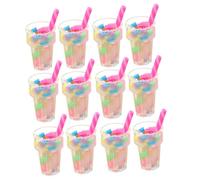 GARIOUANS 12pièces Miniature Milk Tea Model Accessory Décoration pour Maison De Poupée Keychain DIY Charm Ornements Réalistes pour Scènes Miniatures