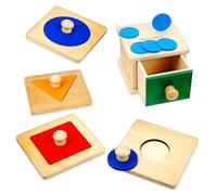 GARIOUANS 2 Ensembles Jeu Montessori Bois pour Tout Petits Boîte Puzzles Géométriques Éducatifs Jouets Bois pour Développement Motricité Fine et Reconnaissance Formes Couleurs