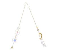 GARIOUANS 2 pièces Crystal Sun Catcher Pendant Moon and Star Indoor Window Decor Prism Light Refraction Hanging Ornaments for Home and Garden Rainbow Decoration