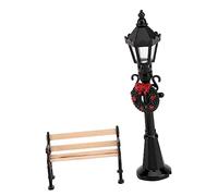 GARIOUANS 2 pièces Décor Extérieur Banc et Lampe de Rue Noire Modèle Banc et Lampe de Rue pour Maison de Poupée Accessoire Décoratif Écologique et