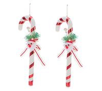GARIOUANS 2 Pièces Décorations Canne à Sucre pour Sapin de Noël Lot de Ornements Suspendus Plastique avec Nœud Père Noël Accessoires Fête de et Décorations de Fête