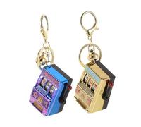 GARIOUANS 2 pièces Mini Slot Machine Keychain Portable Lucky Fruit Game Pendant Toy For Women Birthday Gift Fun Entertainment Accessory