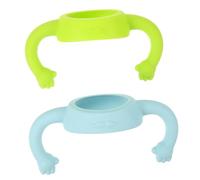 GARIOUANS 2 pièces Poignée de Biberon Silicone pour Garçon Fille Lot de Accessoires pour Biberons Design Ergonomique et Antidérapant Vert et Bleu pour Apprentissage Prise Main