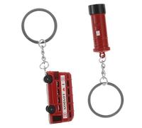 GARIOUANS 2 pièces Porte Clés British Rétro Alliage Résistant Charme Bagages Décoratif avec Bus Rouge et Boîte Aux Lettres Souvenir Voyage Royaume Uni