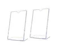 GARIOUANS 2 pièces Présentoir Acrylique Incliné Forme Support Porte Étiquette et Affiche Lot pour Menu Publicité et Prix Présentoir Table Transparent et Portable