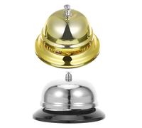 GARIOUANS 2 Pièces Sonnette de Table Métal Lot de Cloche Appel Dorée et Argentée pour Bureau Cuisine École Cloche de Service Stable et Polyvalente pour Comptoir et Réception