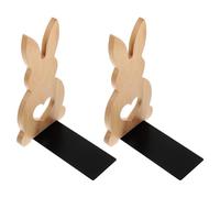 GARIOUANS 2 Pièces Support Bois Lapin Décoratif Créatifs pour Étagères de Bureau et Bibliothèque Ornement de Bureau Animal Mignon Rangement Original