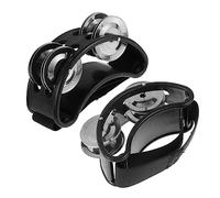 GARIOUANS 2 Pièces Tambourin Pied Instrument de Musique Noir avec Clochettes Métalliques Accessoire Percussion pour Musiciens Chanteurs Jeux et Éducation Musicale