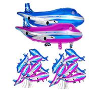 GARIOUANS 20 pièces Lot Ballons Aluminium Avion Bleu et Rose Décoration Anniversaire Garçon Fille Thème Avion Fête