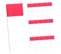 GARIOUANS 24 pièces Drapeaux de signalisation PVC rouges avec piquets inox haute visibilité pour localisation industrielle réseaux souterrains assainissement aménagement paysager et limites