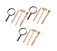 GARIOUANS 3 Ensembles Kit Outils de Fouille Bois pour Tout Petits avec Marteau Brosse et Loupe Éducatif Archéologie pour Garçon Fille Développement de Compétences Sciences et Travaux Manuels