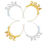GARIOUANS 4 Pièces Bandeau de Fête Plastique Résistant pour Nouvel An Paillettes Dorées et Argentées Ajustable et Accessoire Décoratif Multi-usages pour Cheveux