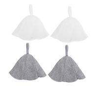GARIOUANS 4 pièces Lot de Bonnets de Sauna Feutre Absorbant pour Bain Chapeaux Portables avec Anneau Suspendu Protection Cheveux Sèche Cheveux Unisexe Blanc et Gris