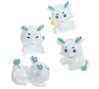 GARIOUANS 4 Pièces Miniature Resin Dragon Figurines Set Cartoon Style Desktop Decoration Small Dragon Crafts for Home and Garden