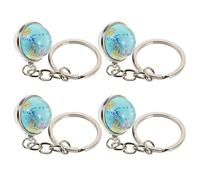 GARIOUANS 4 Pièces Porte-clés Globe Miniature Verre Pendentif Planète Terre Alliage de Zinc Accessoire Léger pour Sac à Dos et Voyageurs