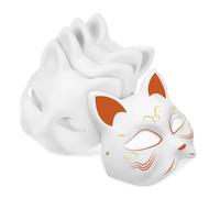 GARIOUANS 5 Pièces Masques de Chat DIY à Peindre Masques Animaux Papier Pulp avec Bande Élastique Accessoires Carnaval et Fête Cosplay pour Femmes et Hommes