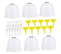 GARIOUANS 6 pièces Cloches Jardin Protection Plantes avec Étiquettes et Piquets Fixation Plastique Ventilé Réutilisable pour Semis et Potager Couleur Aléatoire Couleur Aléatoire