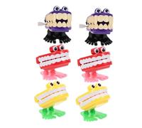 GARIOUANS 6 Pièces Jouets Dents Qui Claquent à Remonter avec Yeux Jouets Rigolos à Vent Halloween Cadeaux Fête Anniversaire Garçon Fille Réutilisables Plastique Solide