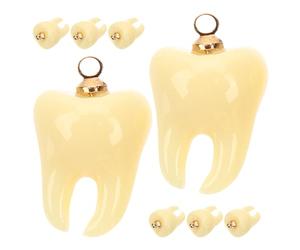 GARIOUANS 8 Pièces Pendentifs Dent Réalistes Résine Breloques Charmantes Légères pour Collier Bracelet Porte-clés DIY Bijoux Amusants