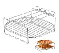 GARIOUANS Accessoires pour Friteuse à Air Chaud Résistante Déformation Grille Rectangulaire en Acier Inoxydable Double Couche Brochettes Multi-usages Résistante la Déformation pour et