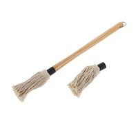 GARIOUANS Balai à Barbecue Bois avec Brosse à Huile Remplaçable Coton pour Marinade Et Sauce