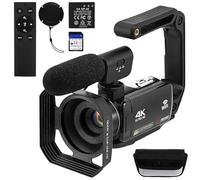 GARIOUANS Caméra D'enregistrement Vidéo 4 Pouces Écran Tactile pour Vlogging et Enregistrement Vidéo Batterie Lithium 1700mah Microphone Intégré et Support Micro Externe Accessoires
