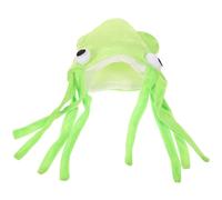 GARIOUANS Chapeau de Calamar Vert en Velours Doux, Accessoire de Déguisement Léger et Confortable pour Fête, Carnaval, Bal Masqué et Soirée Cosplay, Couvre-Chef Original D’Animaux Dessin