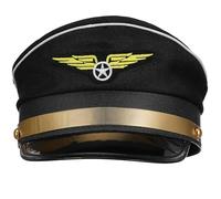GARIOUANS Chapeau de Capitaine Ajustable Noir en Polyester pour Adultes Chapeau D’Halloween Respirant et Cosplay Accessoire Costume Pilote pour Soirées et Évenements