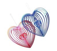 GARIOUANS Décor Réfléchissant Cœur Lot De 2 pour Espaces Extérieurs, Décoration Suspendue Rouge Et Bleu, Ornement Girouette Anti-Oiseaux Rotatif pour Extérieur