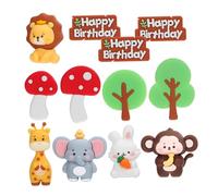 GARIOUANS Décorations Gâteau Jungle avec Figurines Animales Souples Set Mini Animaux pour Gâteau pour Fête Forêt Shower et Anniversaire