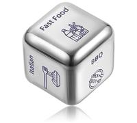 GARIOUANS Dés de Décision Alimentaire en Métal Argenté 16 X 16 CM Cube Compact pour Dîner Accessoire Ludique de Choix Repas Jeu de Dés Pratique pour Noël et Soirées en Famille