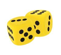GARIOUANS Dés Géants en Mousse Eva 6 Cm pour Garçon et Filles - Lot de 2 Set de Gros Dés Jaunes - Légers et Sûrs - Activités en Classe, Jeux de Société et Événements Ludiques