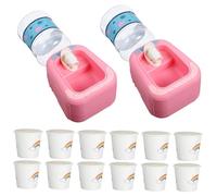 GARIOUANS Distributeur Boissons Miniature pour Garçon Fille Simulé de Fontaine à Eau Plastique Sûr avec Bords Arrondis Set avec Fontaines Roses et Gobelets Jeu Éducatif pour Développement
